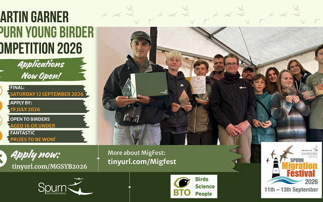 Applications Open for the Martin Garner Spurn Young Birder Competition 2026